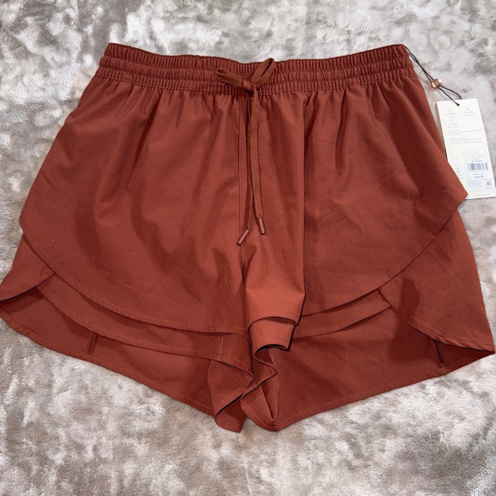 CALIA High-Rise Step Up Short Womens XS Red Brown NEW Layered Athletic 3" Inseam